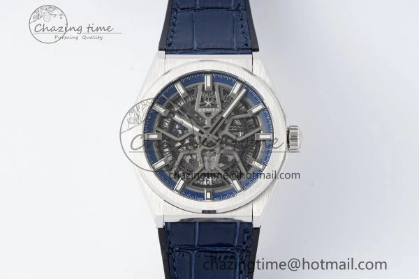 Defy Classic LF 1:1 Best Edition Skeleton Blue Dial on Blue Gummy Strap A2892