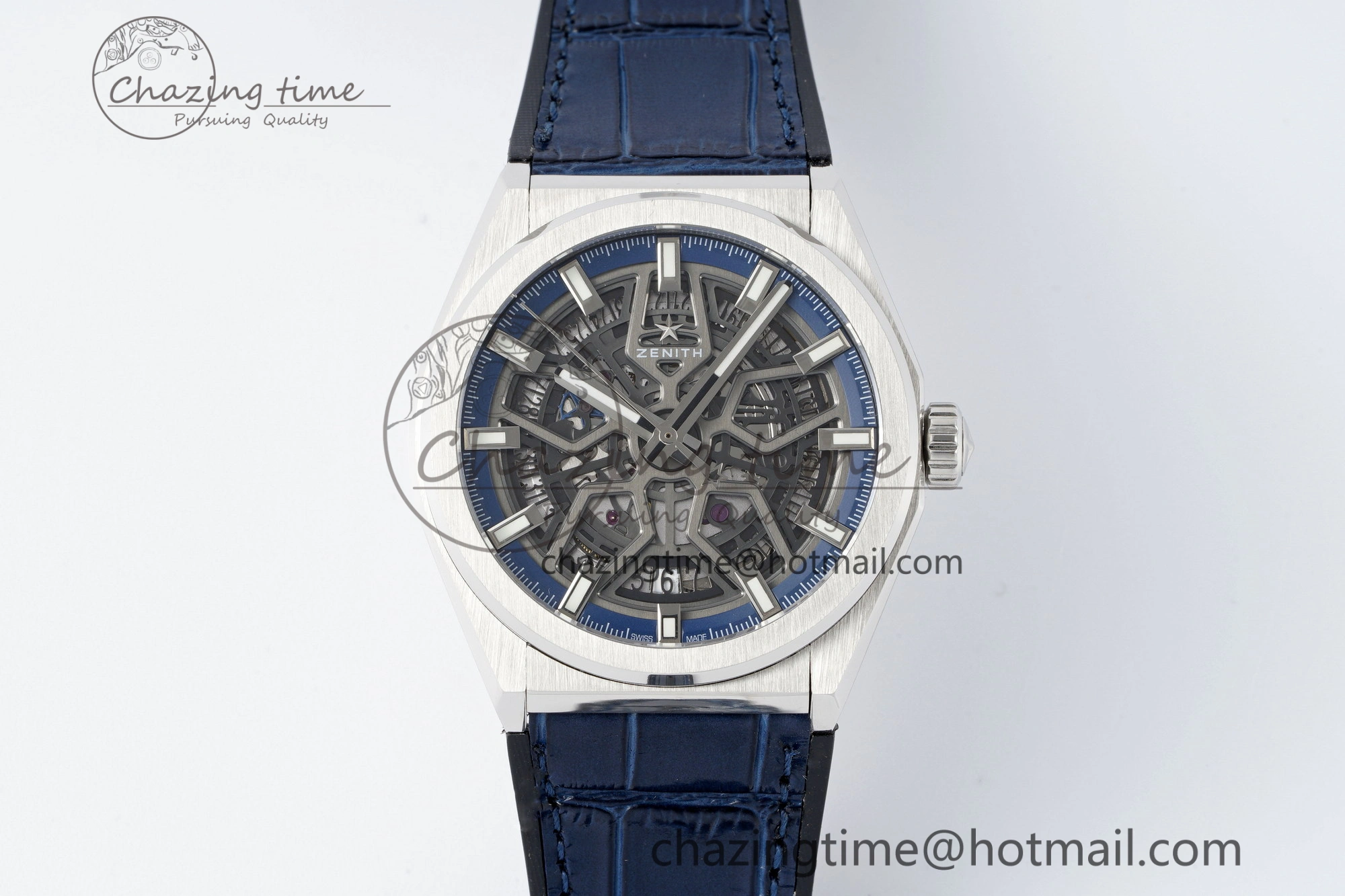 Defy Classic LF 1:1 Best Edition Skeleton Blue Dial on Blue Gummy Strap A2892