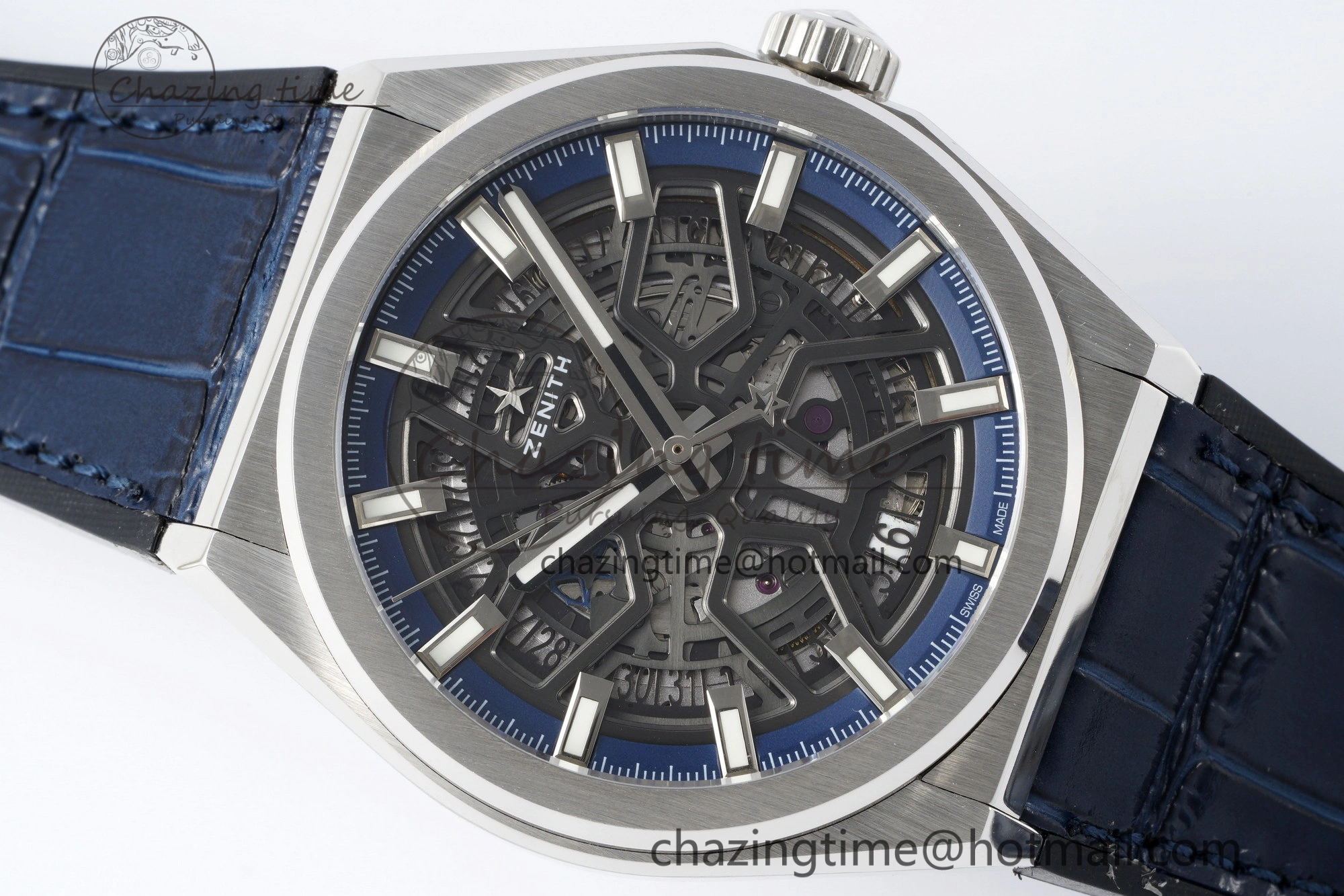 Defy Classic LF 1:1 Best Edition Skeleton Blue Dial on Blue Gummy Strap A2892