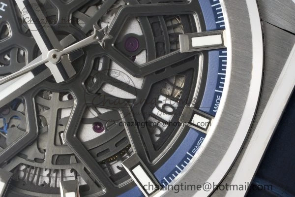 Defy Classic LF 1:1 Best Edition Skeleton Blue Dial on Blue Gummy Strap A2892