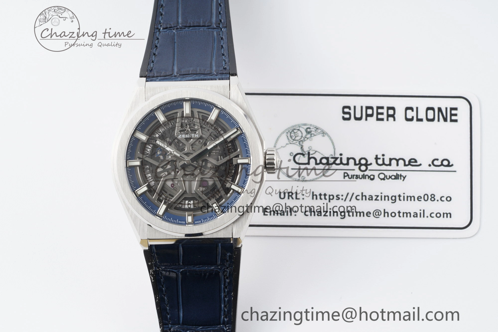 Defy Classic LF 1:1 Best Edition Skeleton Blue Dial on Blue Gummy Strap A2892