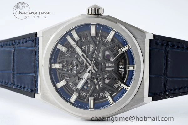 Defy Classic LF 1:1 Best Edition Skeleton Blue Dial on Blue Gummy Strap A2892