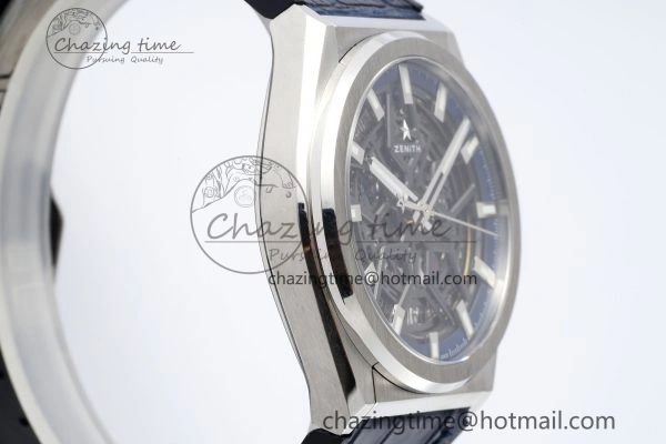 Defy Classic LF 1:1 Best Edition Skeleton Blue Dial on Blue Gummy Strap A2892