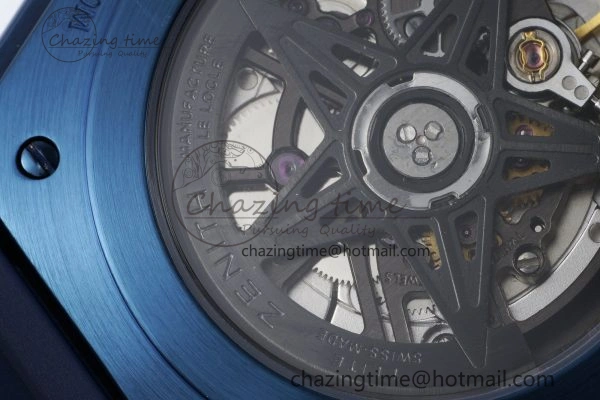 Defy Classic LF 1:1 Best Edition Skeleton Blue White Dial Blue Bezel on Blue rubber Strap A2892