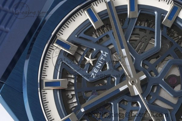 Defy Classic LF 1:1 Best Edition Skeleton Blue White Dial Blue Bezel on Blue rubber Strap A2892