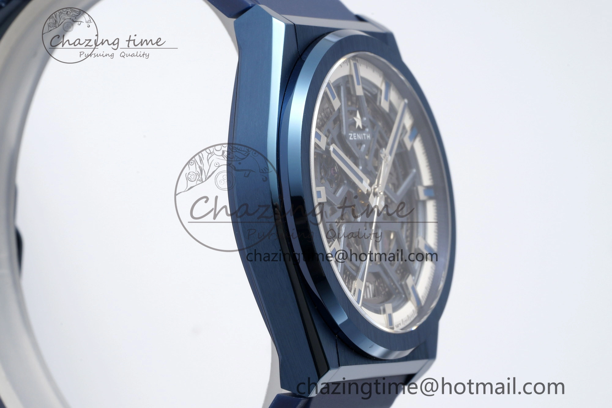 Defy Classic LF 1:1 Best Edition Skeleton Blue White Dial Blue Bezel on Blue rubber Strap A2892