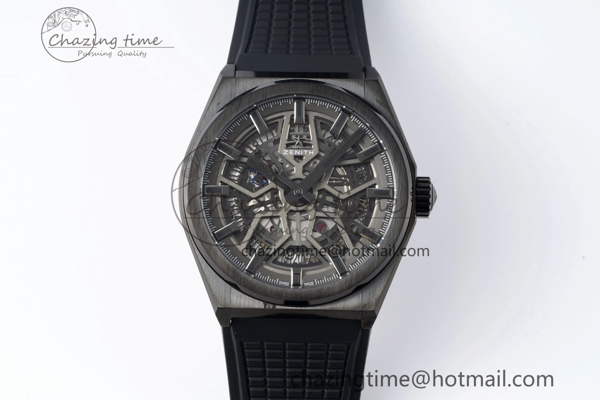 Defy Classic LF 1:1 Best Edition Skeleton Gray Dial Black Bezel on Black Rubber Strap A2892