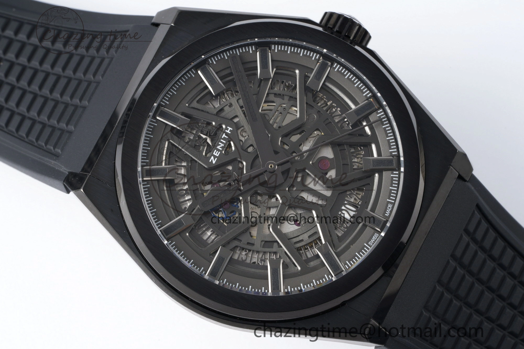 Defy Classic LF 1:1 Best Edition Skeleton Gray Dial Black Bezel on Black Rubber Strap A2892