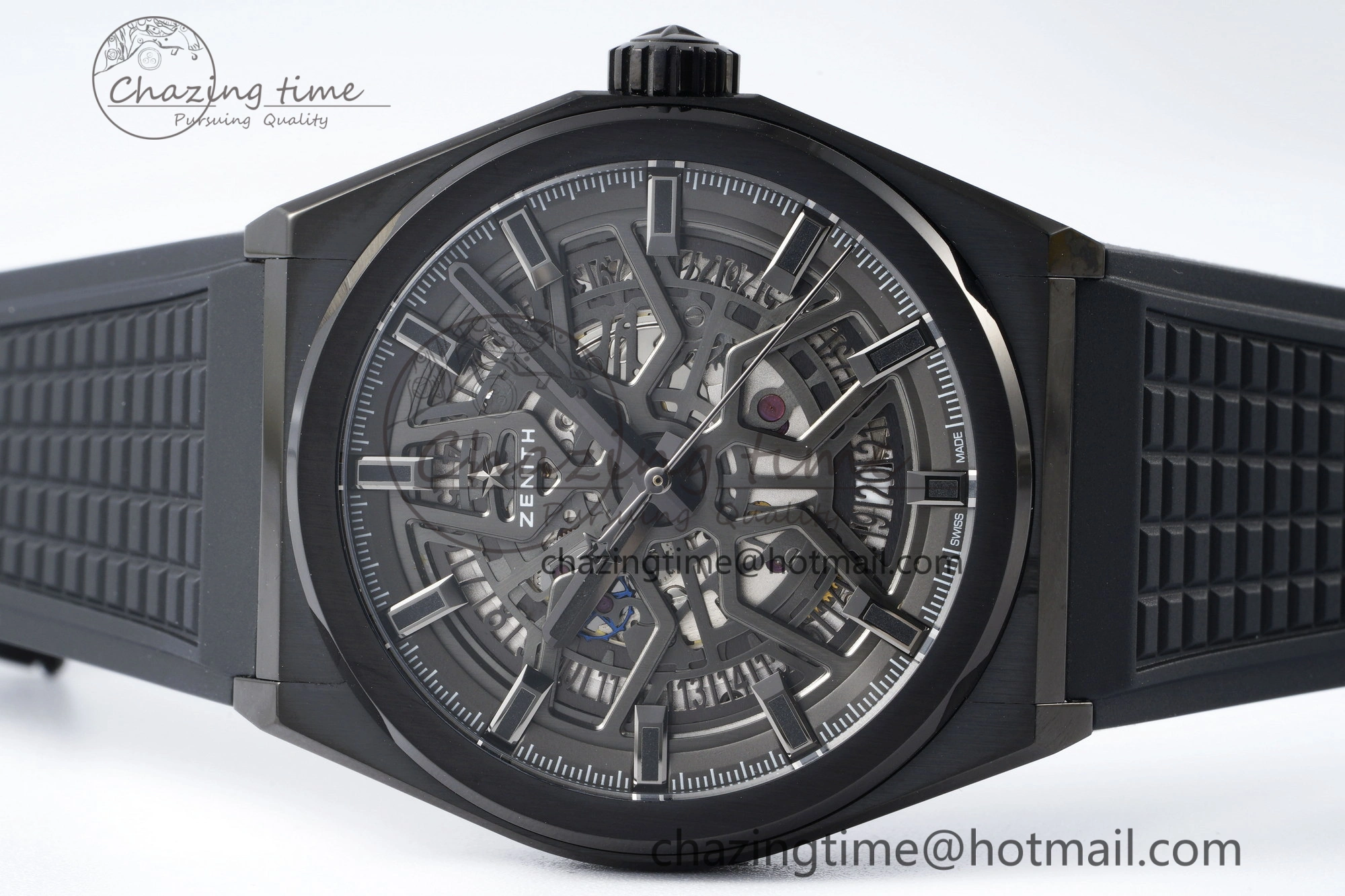 Defy Classic LF 1:1 Best Edition Skeleton Gray Dial Black Bezel on Black Rubber Strap A2892