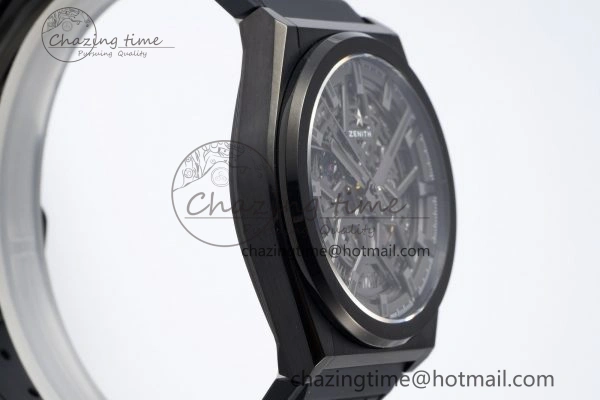 Defy Classic LF 1:1 Best Edition Skeleton Gray Dial Black Bezel on Black Rubber Strap A2892