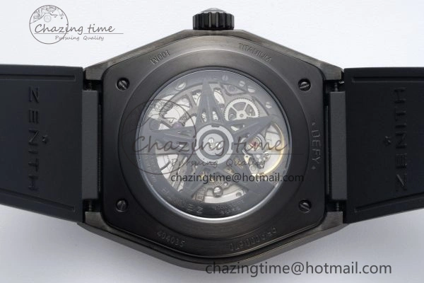 Defy Classic LF 1:1 Best Edition Skeleton Gray Dial Black Bezel on Black Rubber Strap A2892