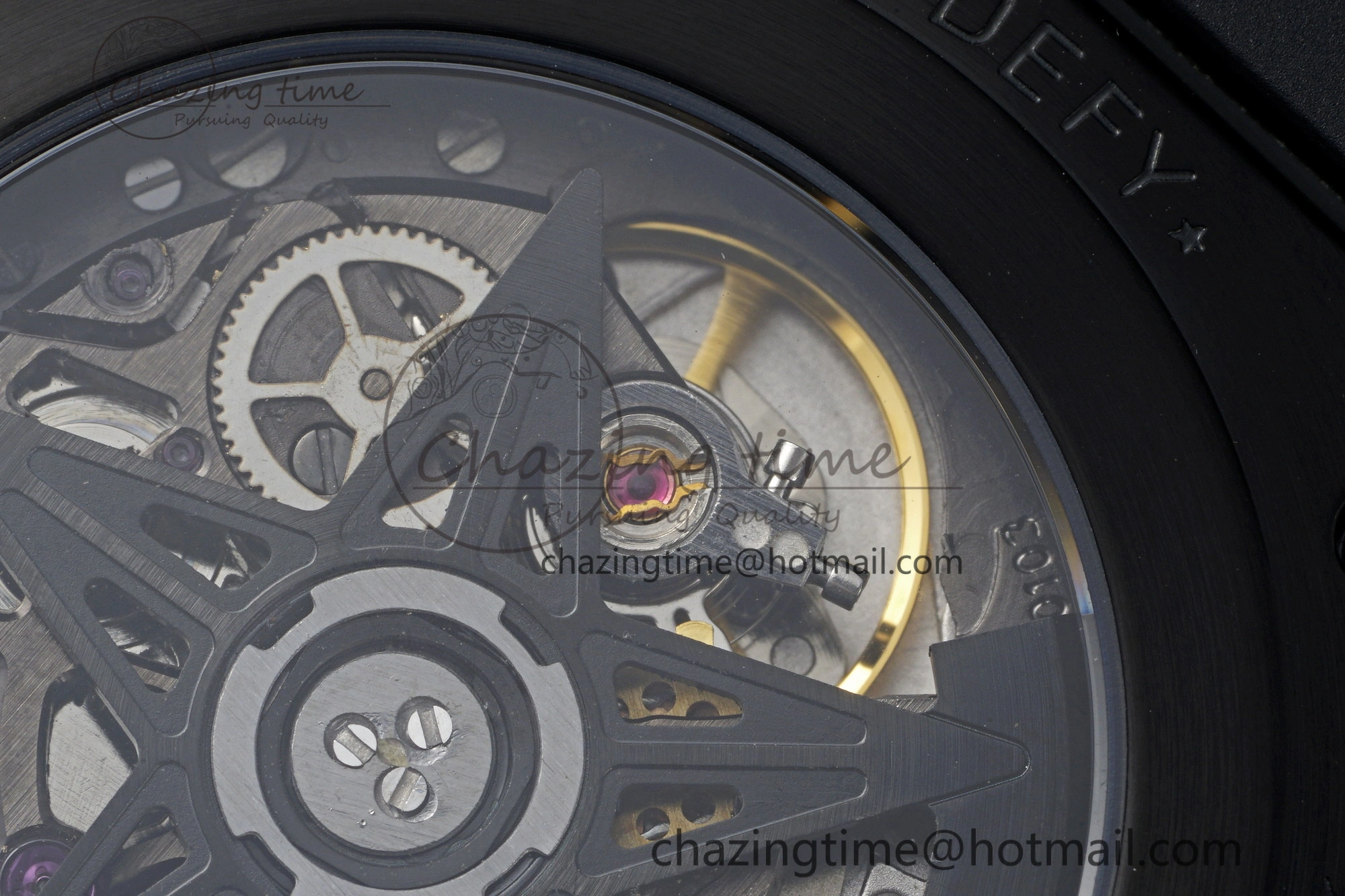 Defy Classic LF 1:1 Best Edition Skeleton Gray Dial Black Bezel on Black Rubber Strap A2892