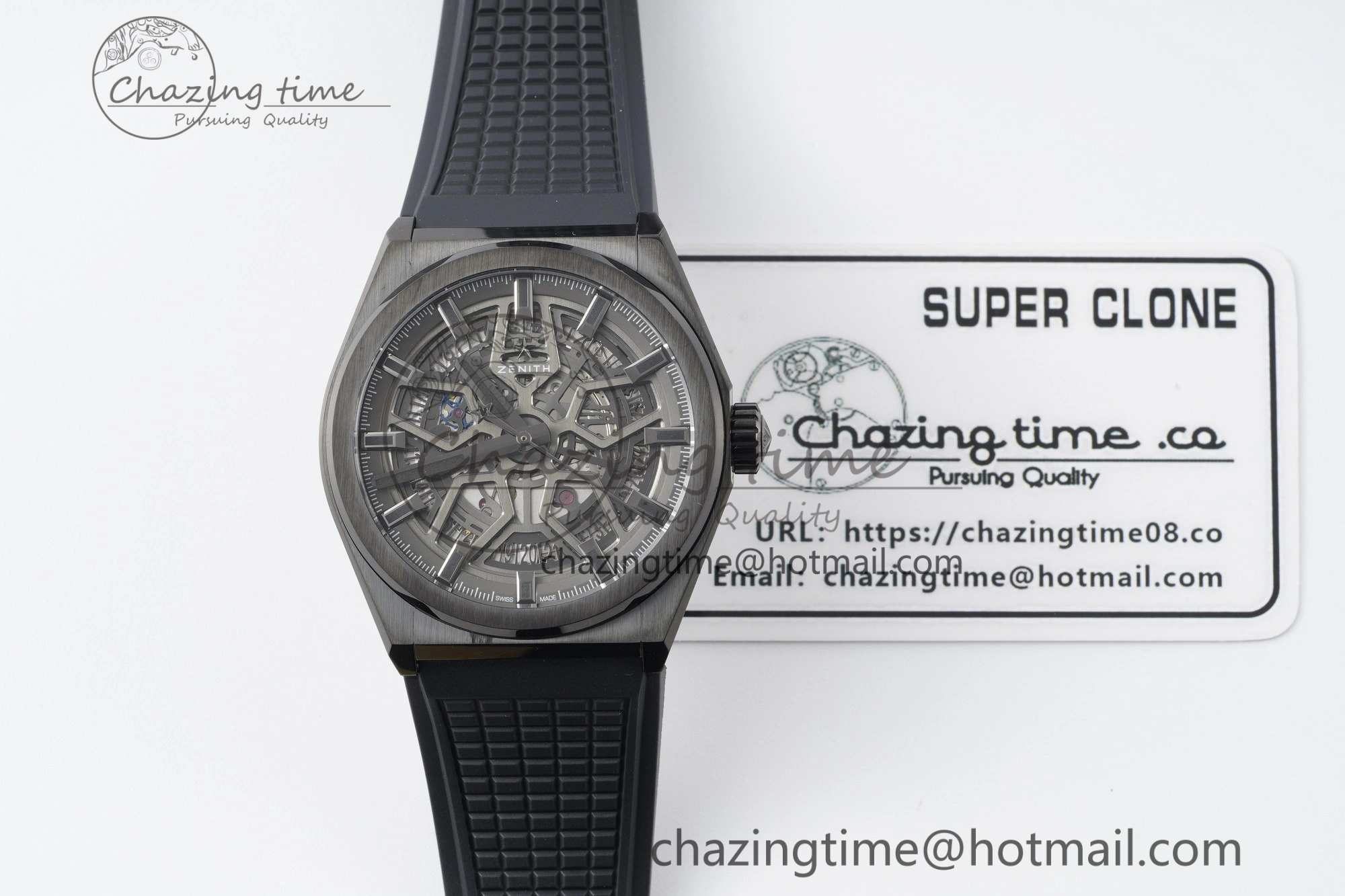Defy Classic LF 1:1 Best Edition Skeleton Gray Dial Black Bezel on Black Rubber Strap A2892