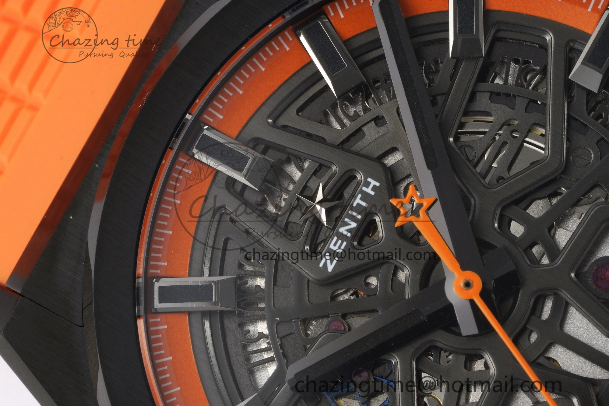 Defy Classic LF 1:1 Best Edition Skeleton Orange Dial Black Bezel on Orange Rubber Strap A2892