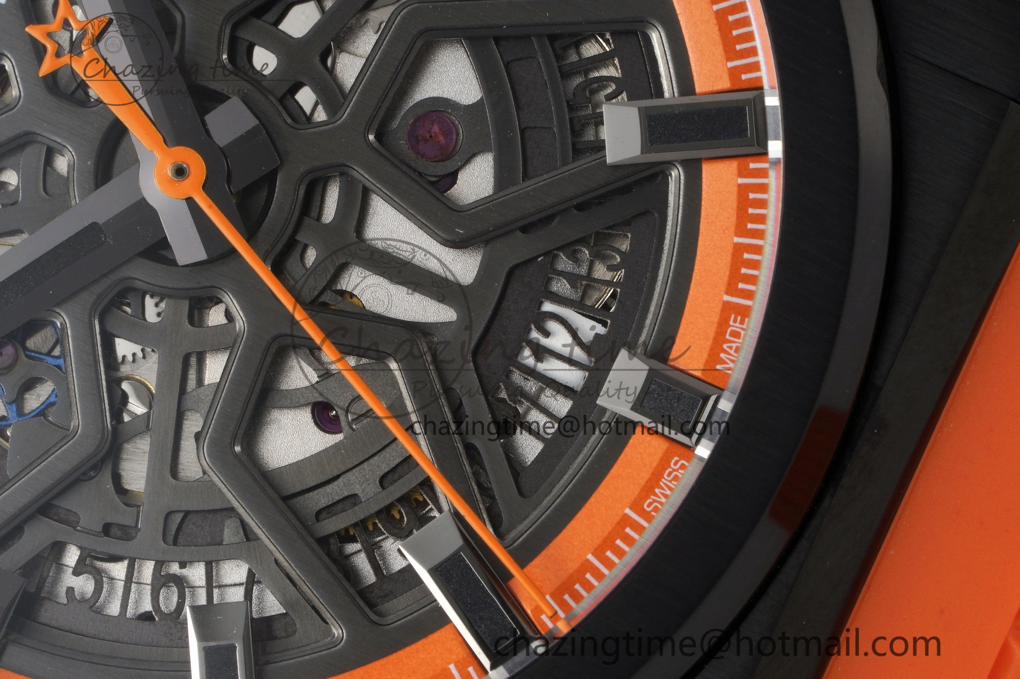 Defy Classic LF 1:1 Best Edition Skeleton Orange Dial Black Bezel on Orange Rubber Strap A2892