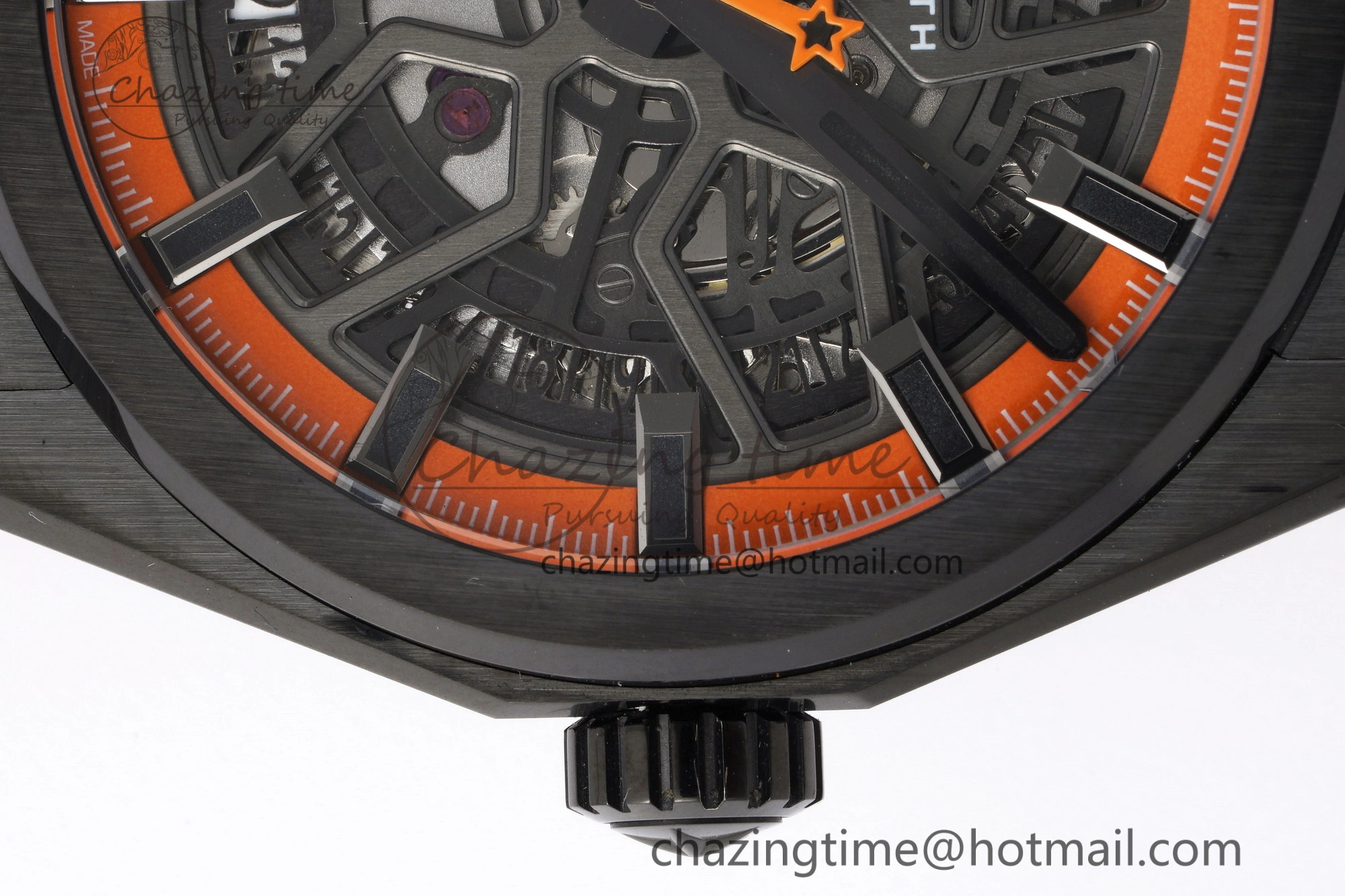 Defy Classic LF 1:1 Best Edition Skeleton Orange Dial Black Bezel on Orange Rubber Strap A2892