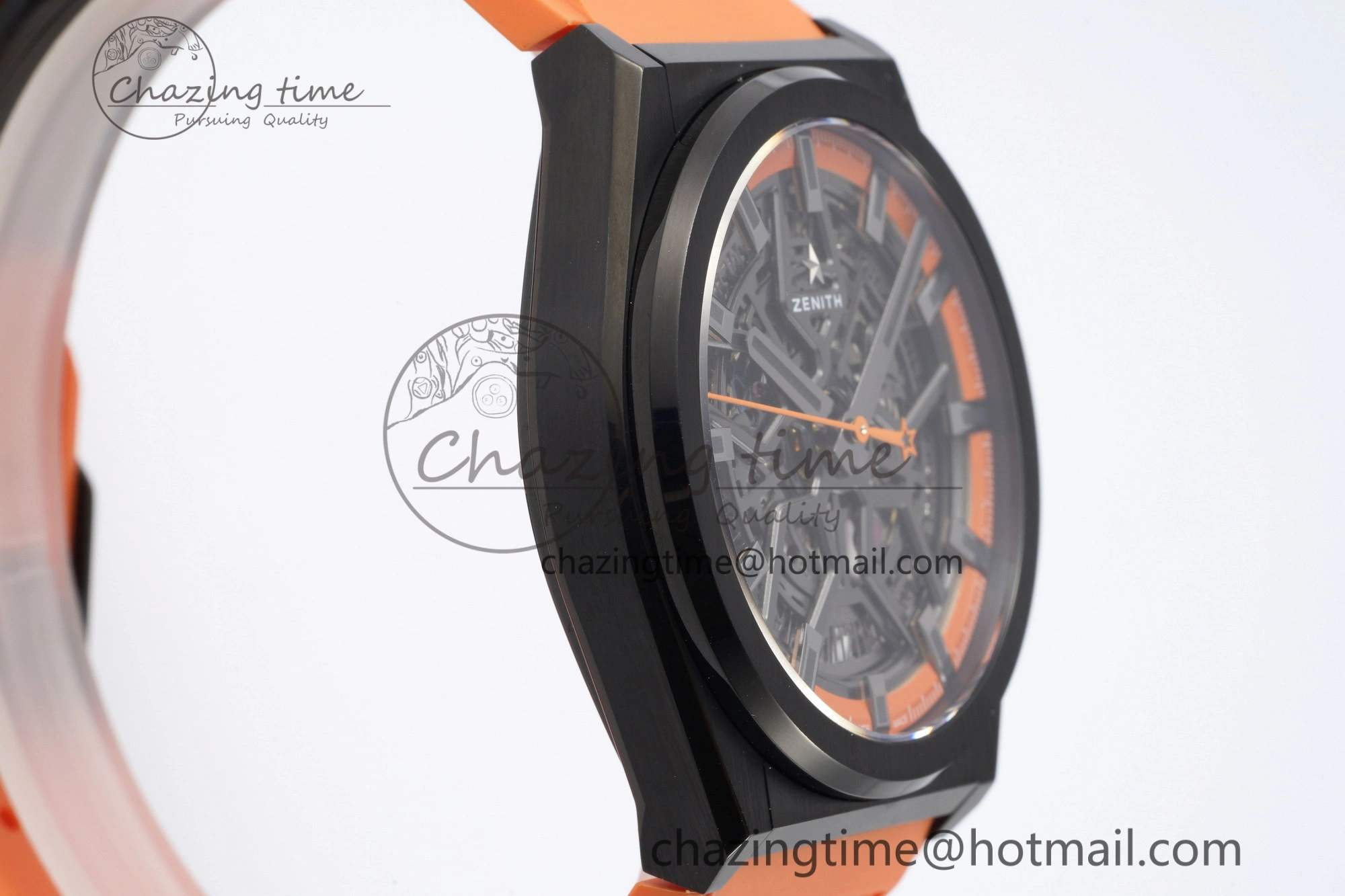 Defy Classic LF 1:1 Best Edition Skeleton Orange Dial Black Bezel on Orange Rubber Strap A2892