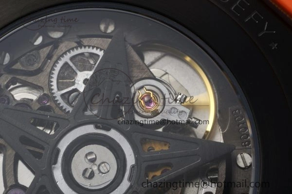 Defy Classic LF 1:1 Best Edition Skeleton Orange Dial Black Bezel on Orange Rubber Strap A2892