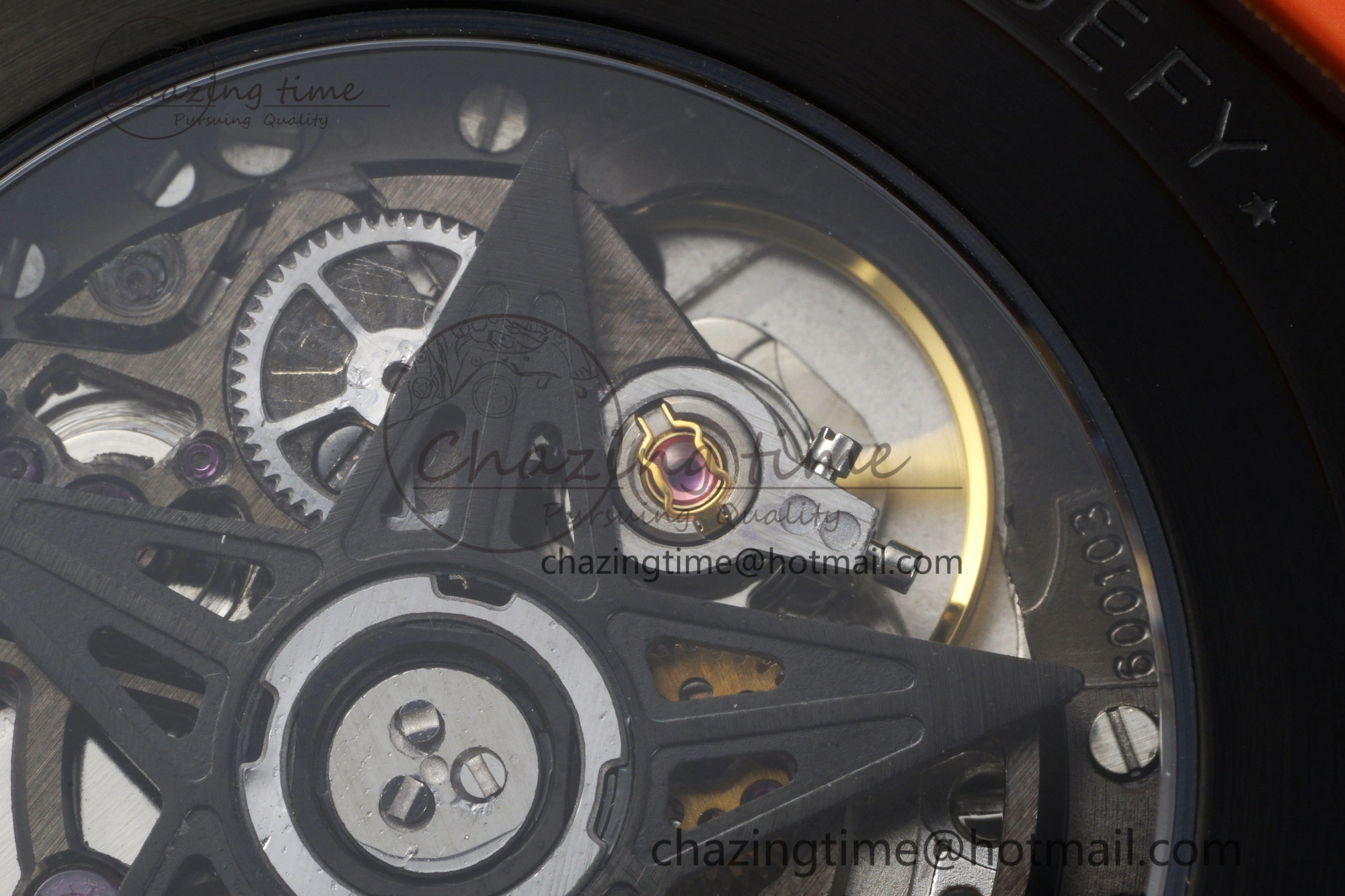 Defy Classic LF 1:1 Best Edition Skeleton Orange Dial Black Bezel on Orange Rubber Strap A2892