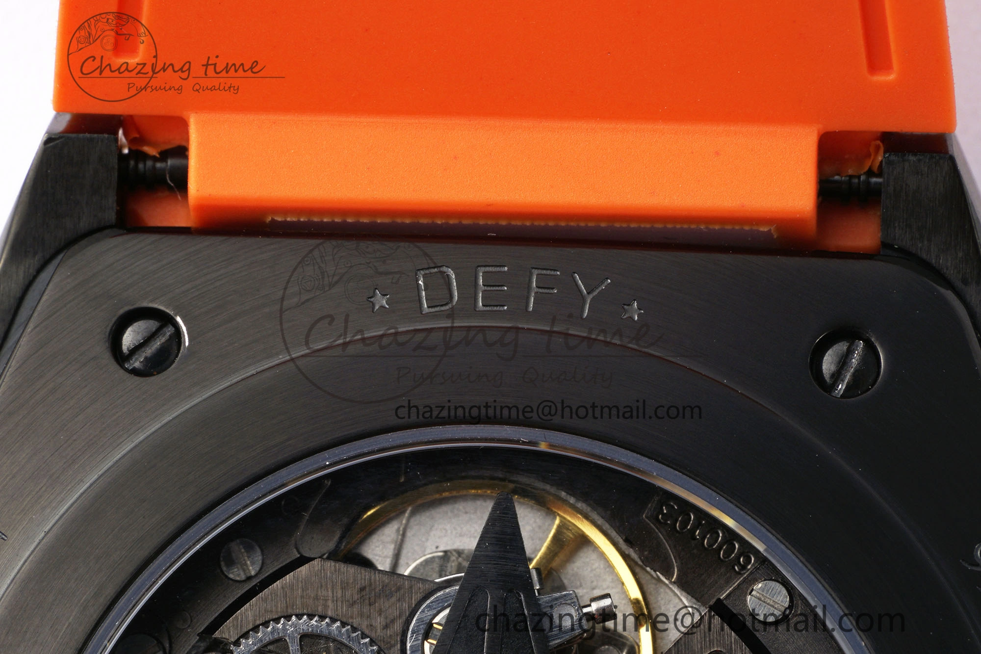 Defy Classic LF 1:1 Best Edition Skeleton Orange Dial Black Bezel on Orange Rubber Strap A2892