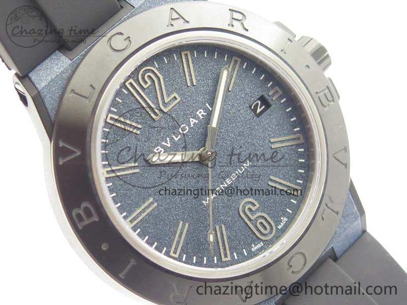 Diagono Magnesium PVD GF 1:1 Blue Textured Dial On Black Rubber Strap MIYOTA 9015 V2