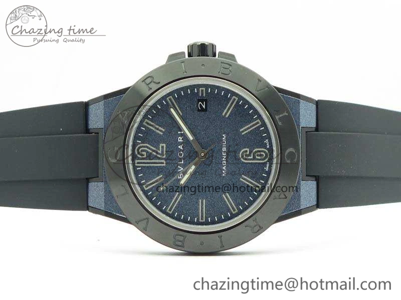 Diagono Magnesium PVD GF 1:1 Blue Textured Dial On Black Rubber Strap MIYOTA 9015 V2