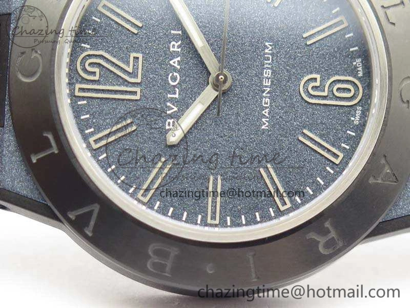 Diagono Magnesium PVD GF 1:1 Blue Textured Dial On Black Rubber Strap MIYOTA 9015 V2