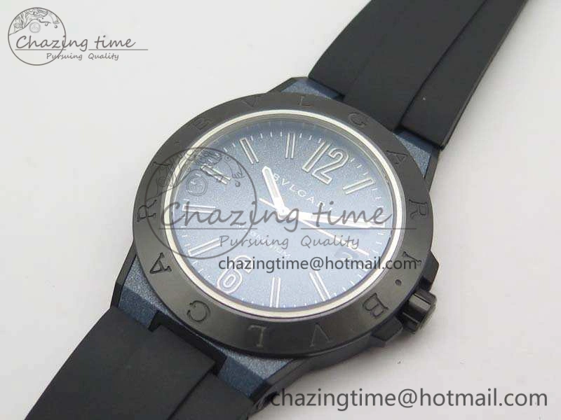 Diagono Magnesium PVD GF 1:1 Blue Textured Dial On Black Rubber Strap MIYOTA 9015 V2