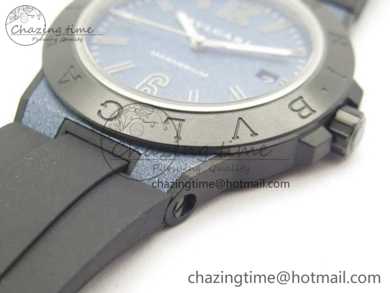 Diagono Magnesium PVD GF 1:1 Blue Textured Dial On Black Rubber Strap MIYOTA 9015 V2