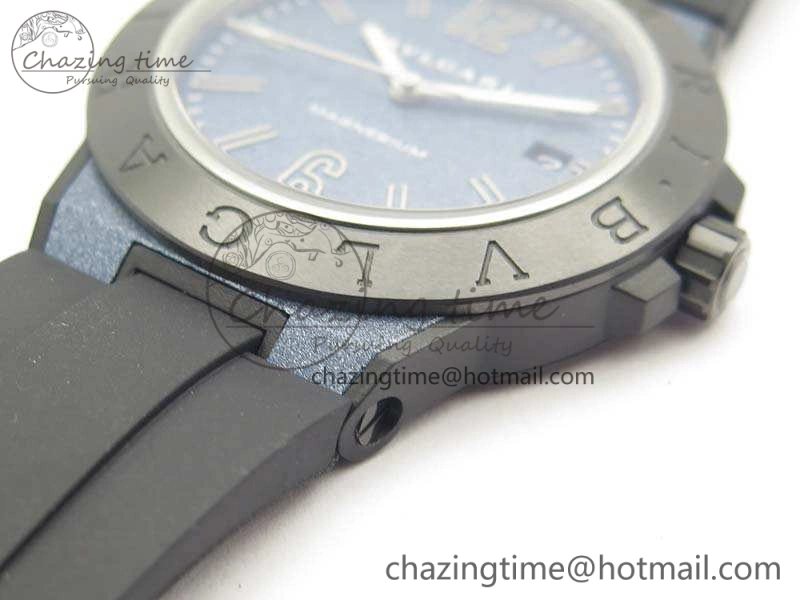 Diagono Magnesium PVD GF 1:1 Blue Textured Dial On Black Rubber Strap MIYOTA 9015 V2