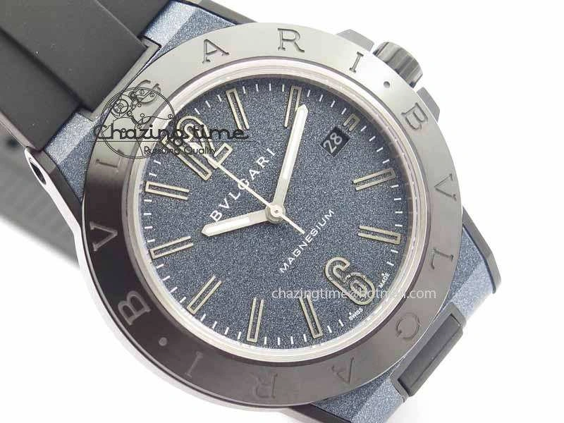 Diagono Magnesium PVD GF 1:1 Blue Textured Dial On Black Rubber Strap MIYOTA 9015
