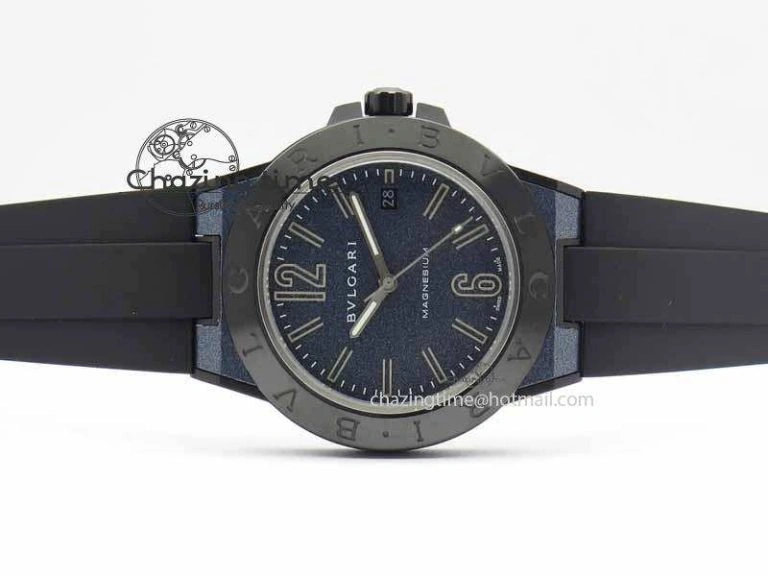 Diagono Magnesium PVD GF 1:1 Blue Textured Dial On Black Rubber Strap MIYOTA 9015