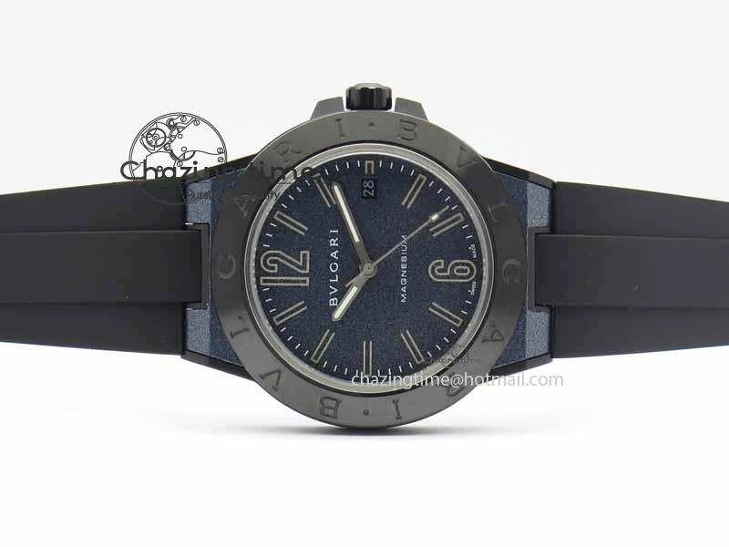 Diagono Magnesium PVD GF 1:1 Blue Textured Dial On Black Rubber Strap MIYOTA 9015