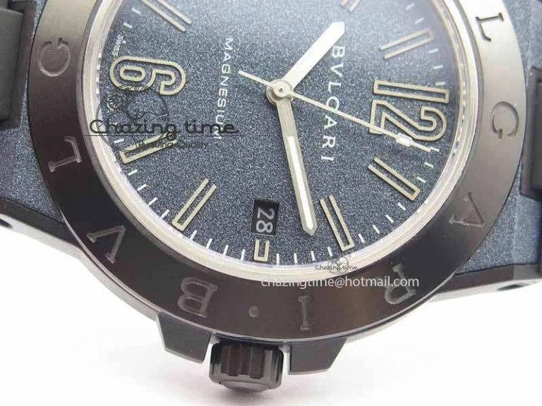 Diagono Magnesium PVD GF 1:1 Blue Textured Dial On Black Rubber Strap MIYOTA 9015