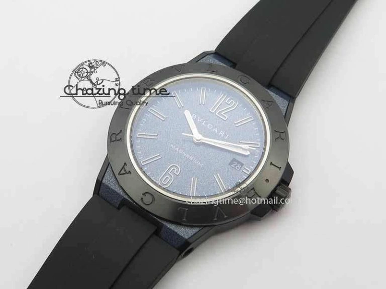 Diagono Magnesium PVD GF 1:1 Blue Textured Dial On Black Rubber Strap MIYOTA 9015