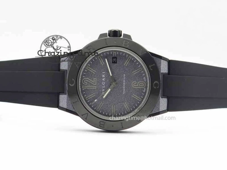 Diagono Magnesium PVD GF 1:1 Gray Textured Dial On Black Rubber Strap MIYOTA 9015