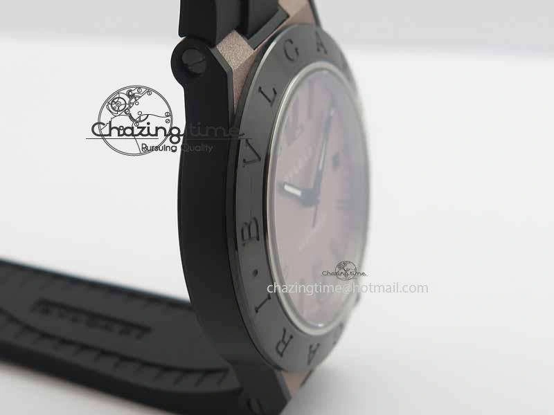 Diagono Magnesium PVD GF 1:1 Pink Textured Dial On Black Rubber Strap MIYOTA 9015