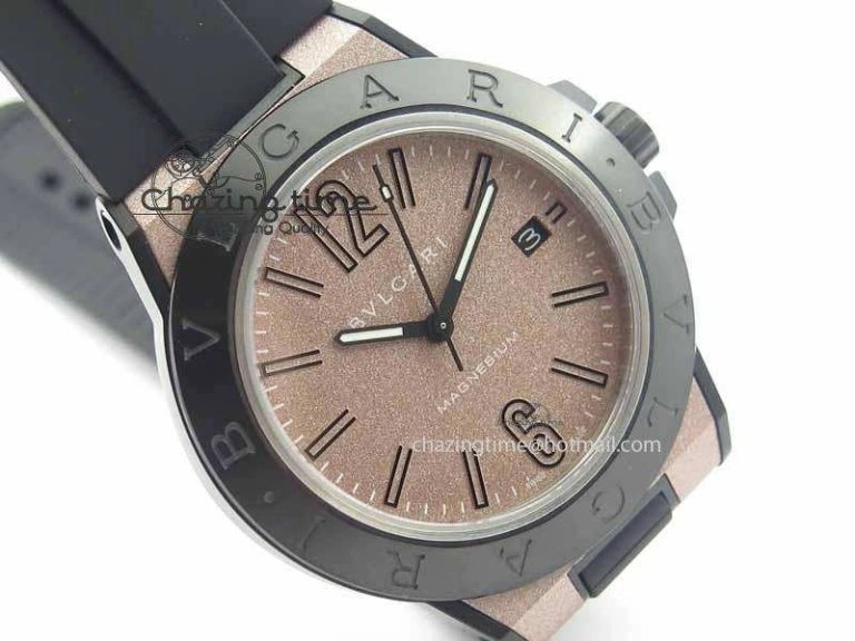 Diagono Magnesium PVD GF 1:1 Pink Textured Dial On Black Rubber Strap MIYOTA 9015
