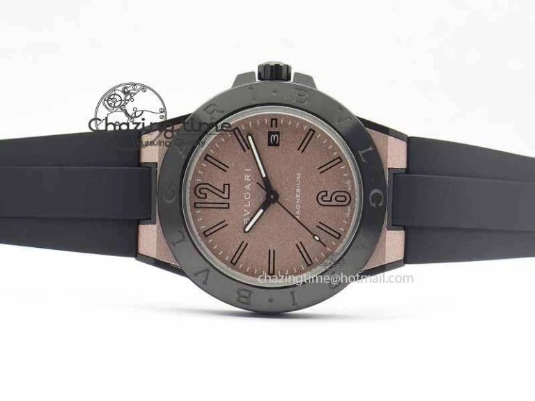 Diagono Magnesium PVD GF 1:1 Pink Textured Dial On Black Rubber Strap MIYOTA 9015