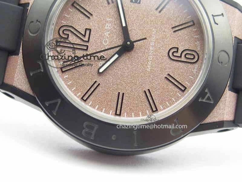Diagono Magnesium PVD GF 1:1 Pink Textured Dial On Black Rubber Strap MIYOTA 9015