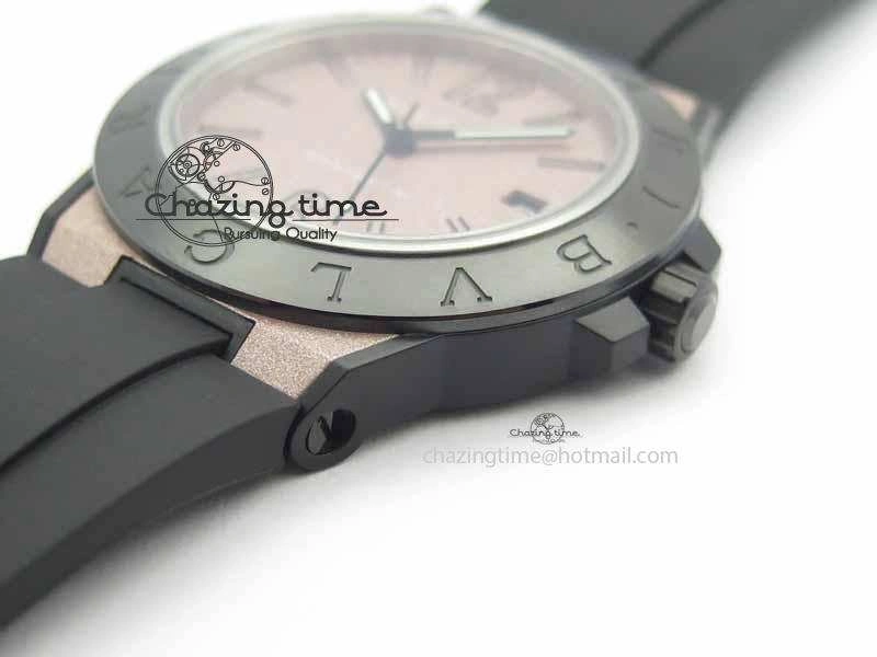Diagono Magnesium PVD GF 1:1 Pink Textured Dial On Black Rubber Strap MIYOTA 9015