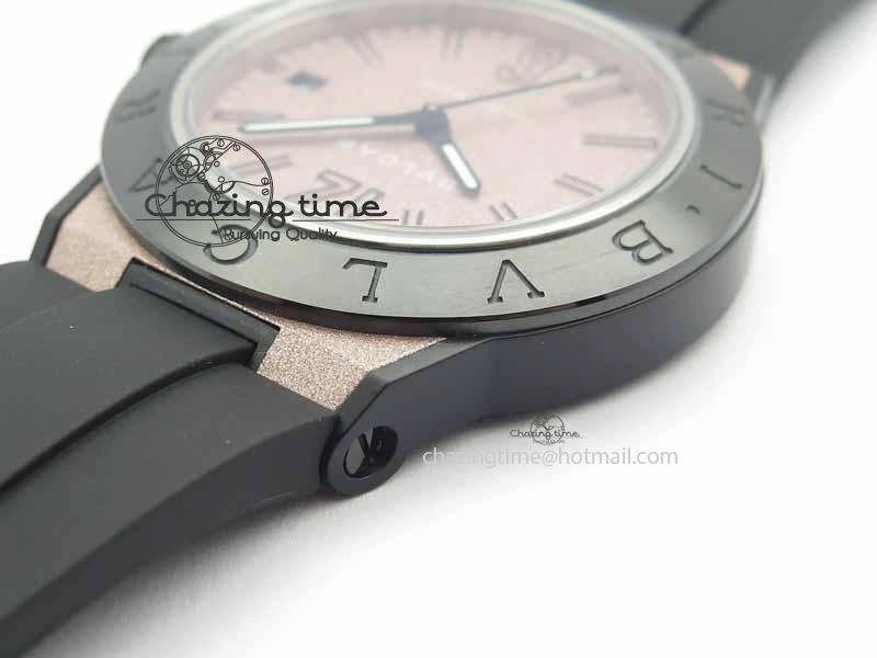 Diagono Magnesium PVD GF 1:1 Pink Textured Dial On Black Rubber Strap MIYOTA 9015