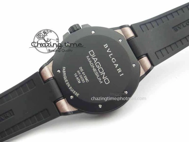 Diagono Magnesium PVD GF 1:1 Pink Textured Dial On Black Rubber Strap MIYOTA 9015