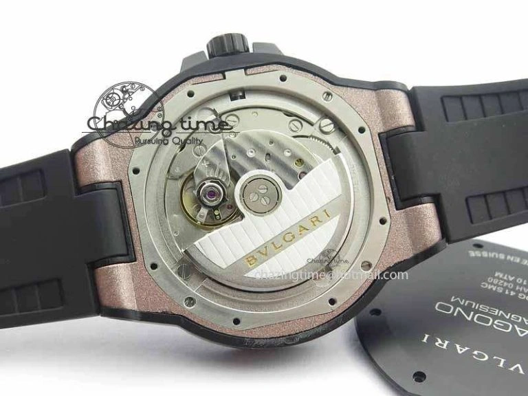 Diagono Magnesium PVD GF 1:1 Pink Textured Dial On Black Rubber Strap MIYOTA 9015
