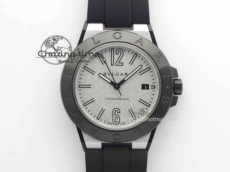 Diagono Magnesium PVD GF 1:1 Silver Textured Dial On Black Rubber Strap MIYOTA 9015