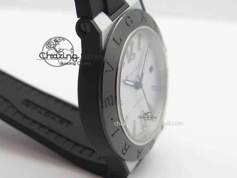 Diagono Magnesium PVD GF 1:1 Silver Textured Dial On Black Rubber Strap MIYOTA 9015
