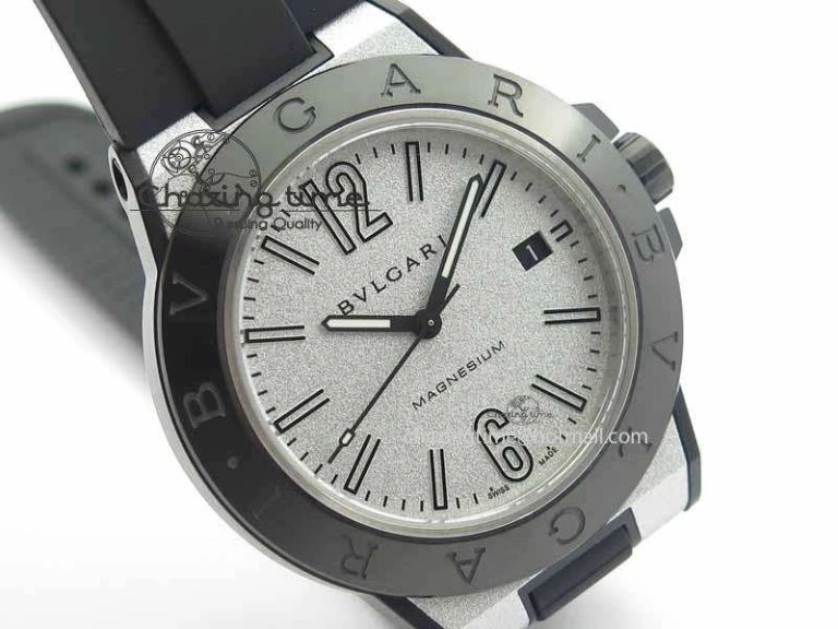 Diagono Magnesium PVD GF 1:1 Silver Textured Dial On Black Rubber Strap MIYOTA 9015