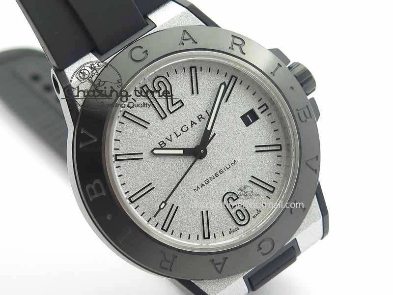 Diagono Magnesium PVD GF 1:1 Silver Textured Dial On Black Rubber Strap MIYOTA 9015