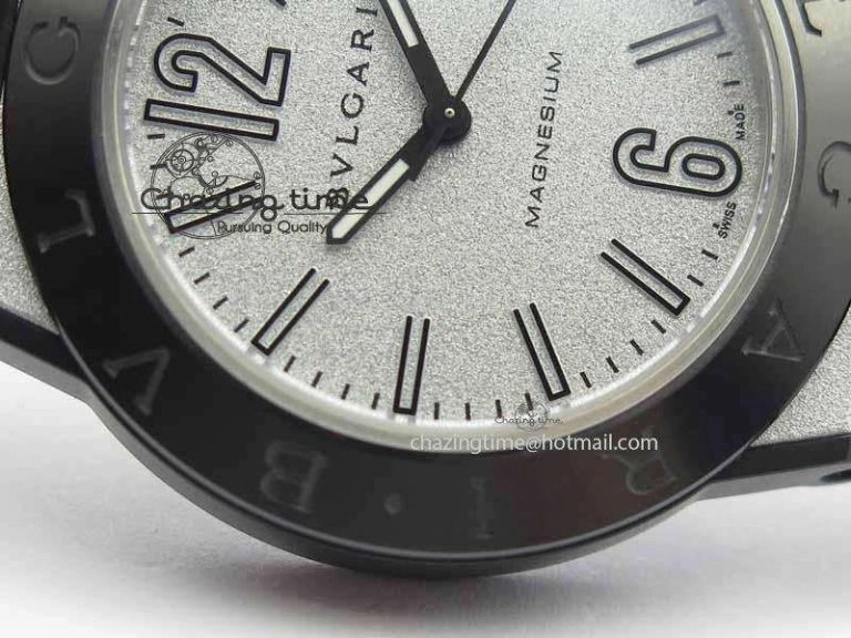Diagono Magnesium PVD GF 1:1 Silver Textured Dial On Black Rubber Strap MIYOTA 9015