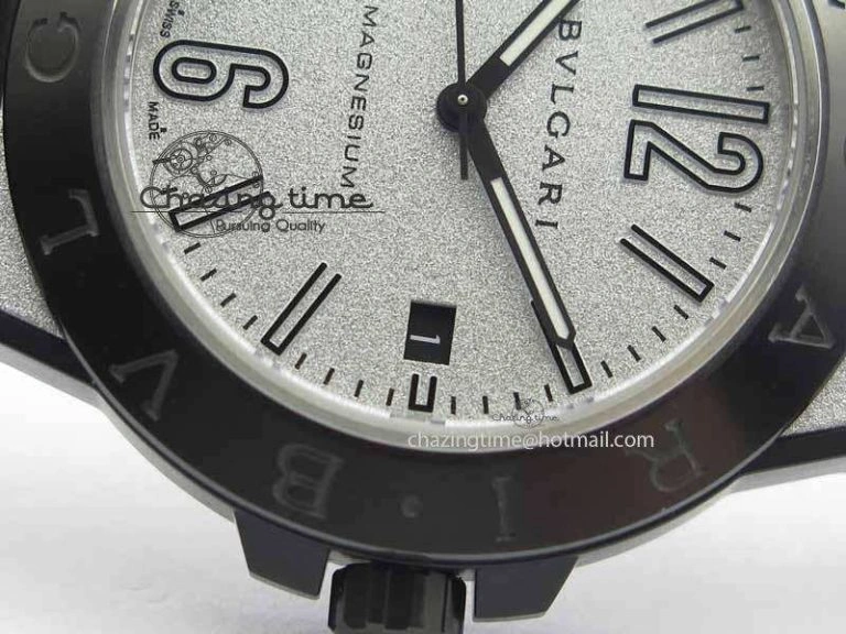 Diagono Magnesium PVD GF 1:1 Silver Textured Dial On Black Rubber Strap MIYOTA 9015